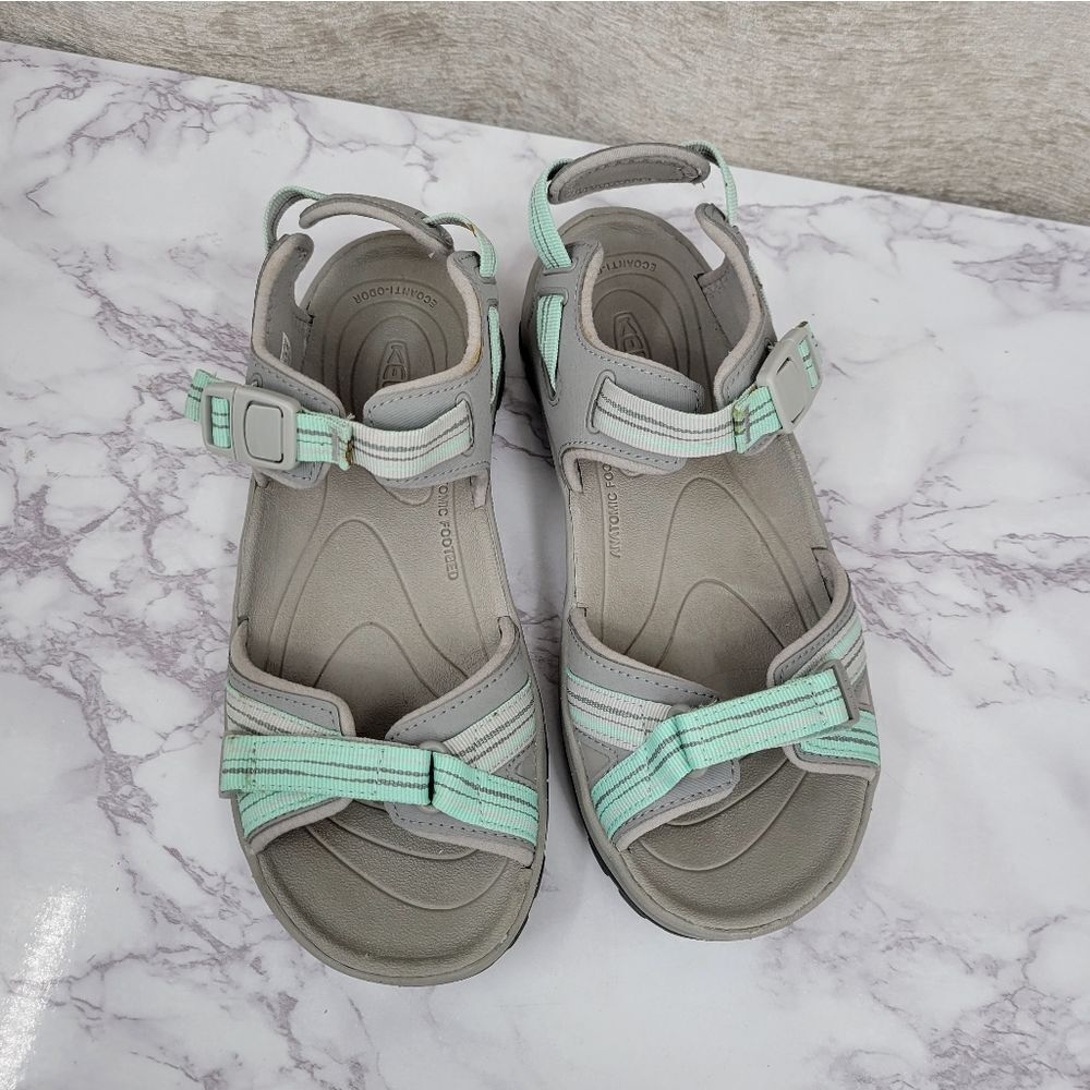 Keen Women's Sandals - Light Gray with Mint Straps